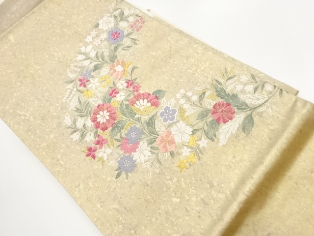JAPANESE NAGOYA OBI / WOVEN FLORAL PLANTS